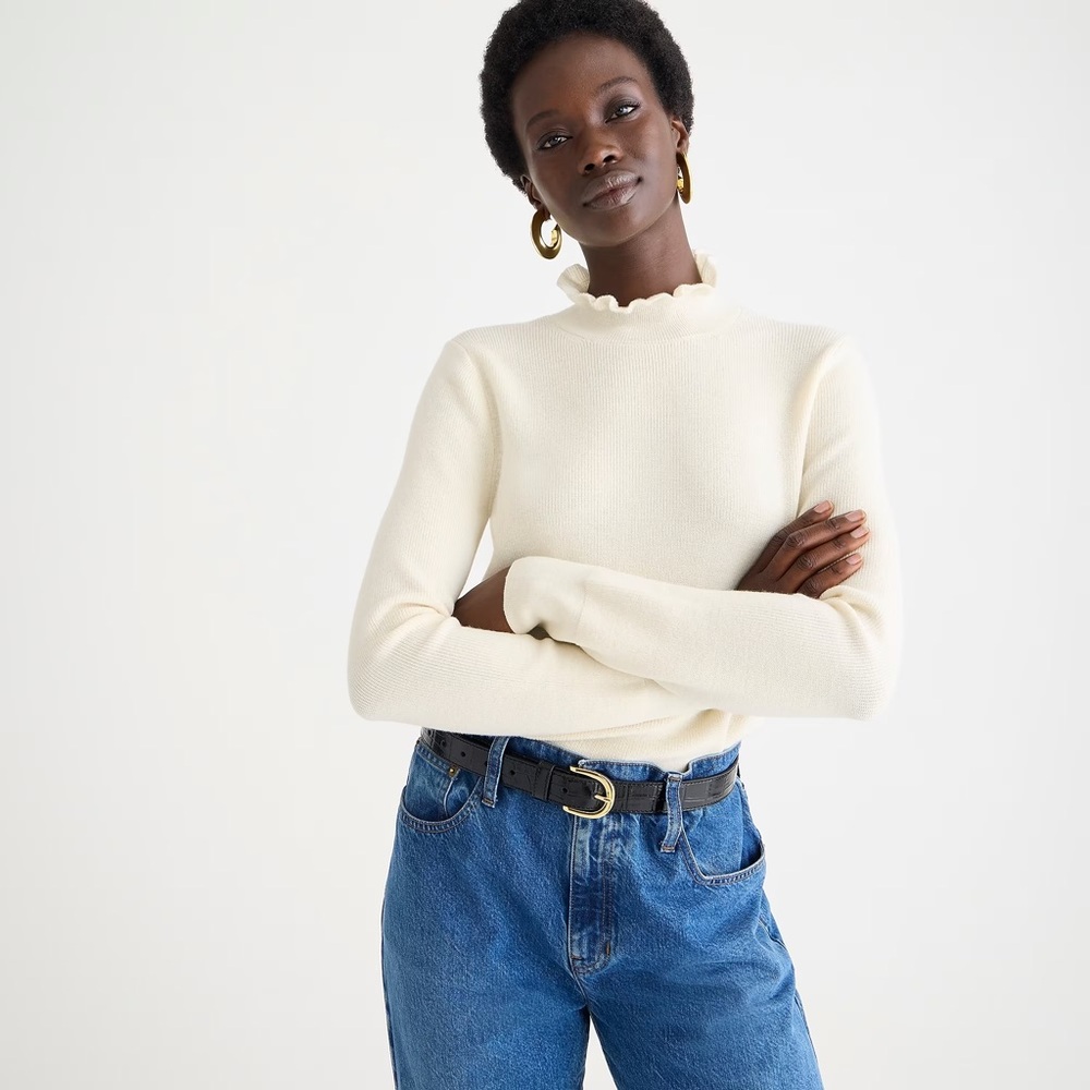 J.Crew Ruffleneck Merino Wool-Blend Sweater